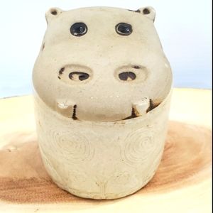 Vintage Pottery Stone Hippo Bank